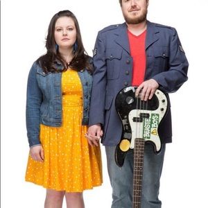 Yellow polka dot dress with lace detail back!